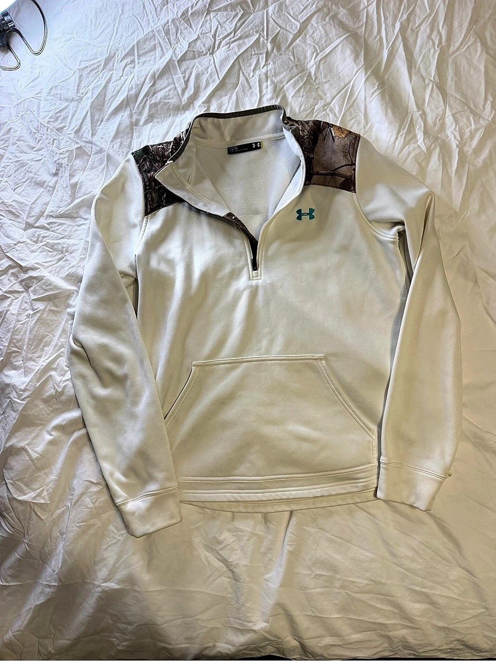 Under Armour Women's Quarter-Zip Pullover White & Brown Size Large Like